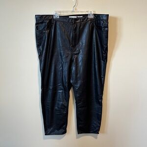 Abercrombie & Fitch Black Faux Leather Ankle Straight Ultra High Rise Pants